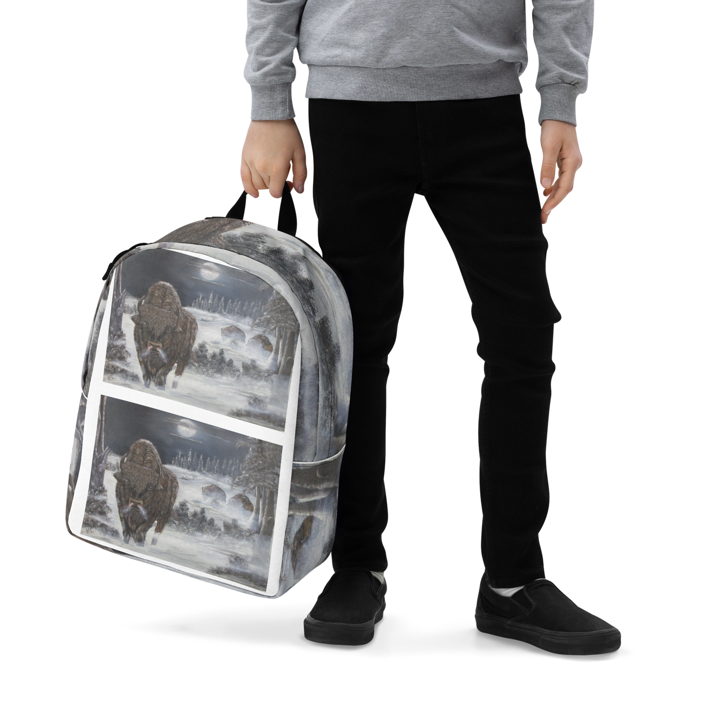 Minimalist Backpack Bison Cold Winter Night