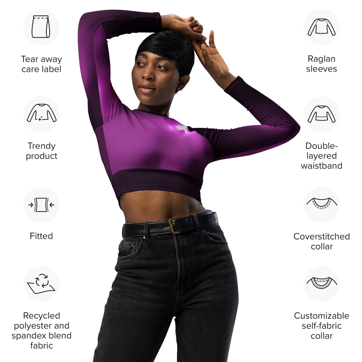 Recycled long-sleeve crop top