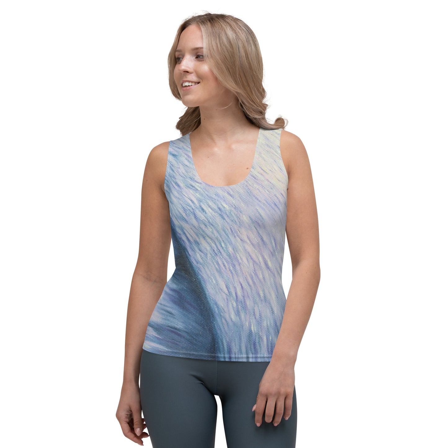 Sublimation Cut & Sew Tank Top with Beauty of the print Blue Swan