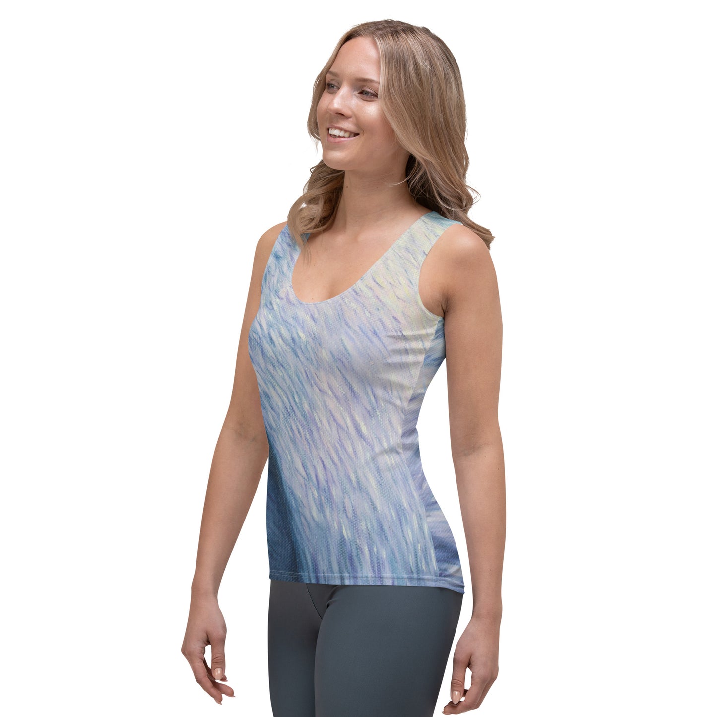 Sublimation Cut & Sew Tank Top with Beauty of the print Blue Swan