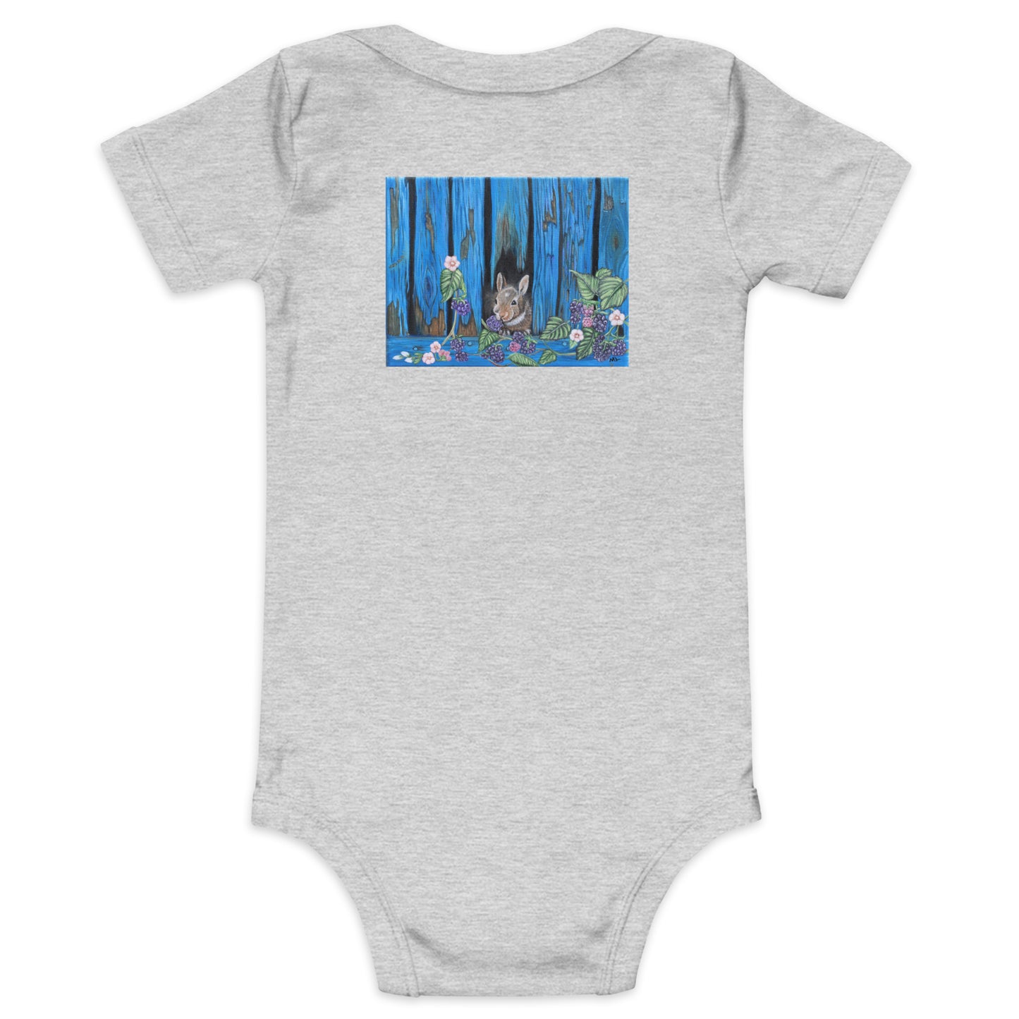 Baby short sleeve one piece Baby Bunny's Blackberry Breakfast