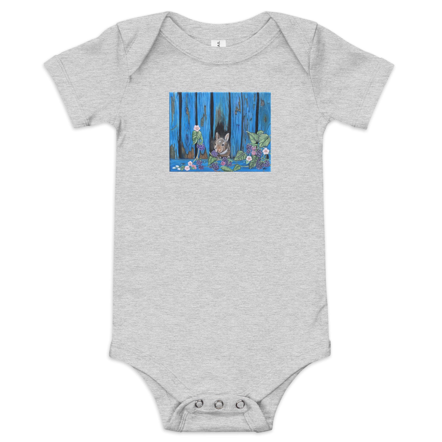 Baby short sleeve one piece Baby Bunny's Blackberry Breakfast