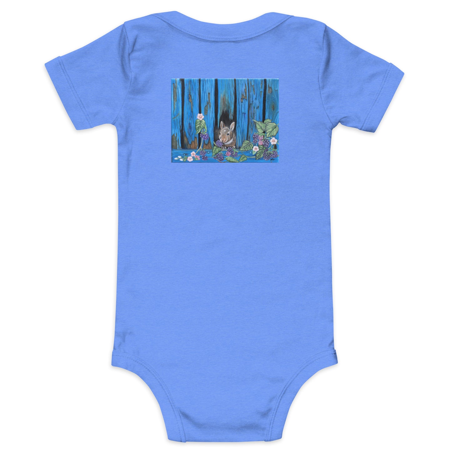 Baby short sleeve one piece Baby Bunny's Blackberry Breakfast