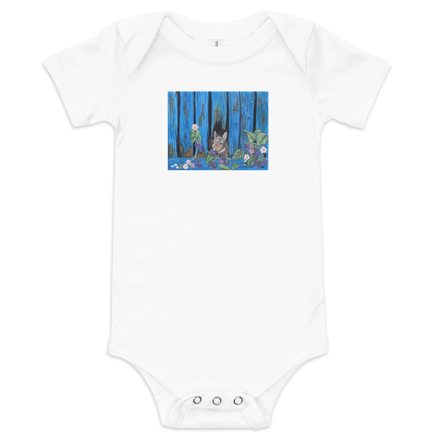 Baby short sleeve one piece Baby Bunny's Blackberry Breakfast