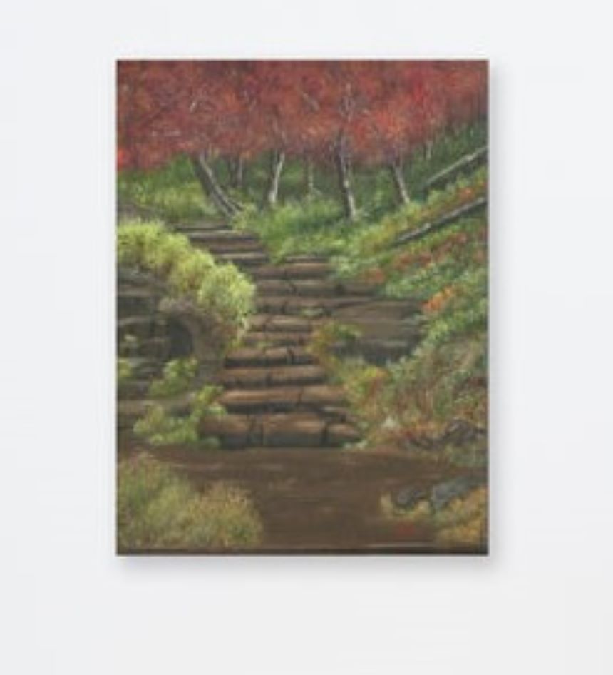 Original oil painting on stretch canvas, framed, Path to Adventure