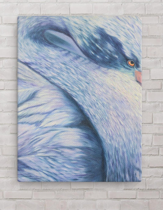 "‘Blue Swan’ Canvas Print – Available in 12x16, 16x20, 18x24 – Vibrant Wall Art for Home or Office – Elegant Bird Artwork in Various Sizes"