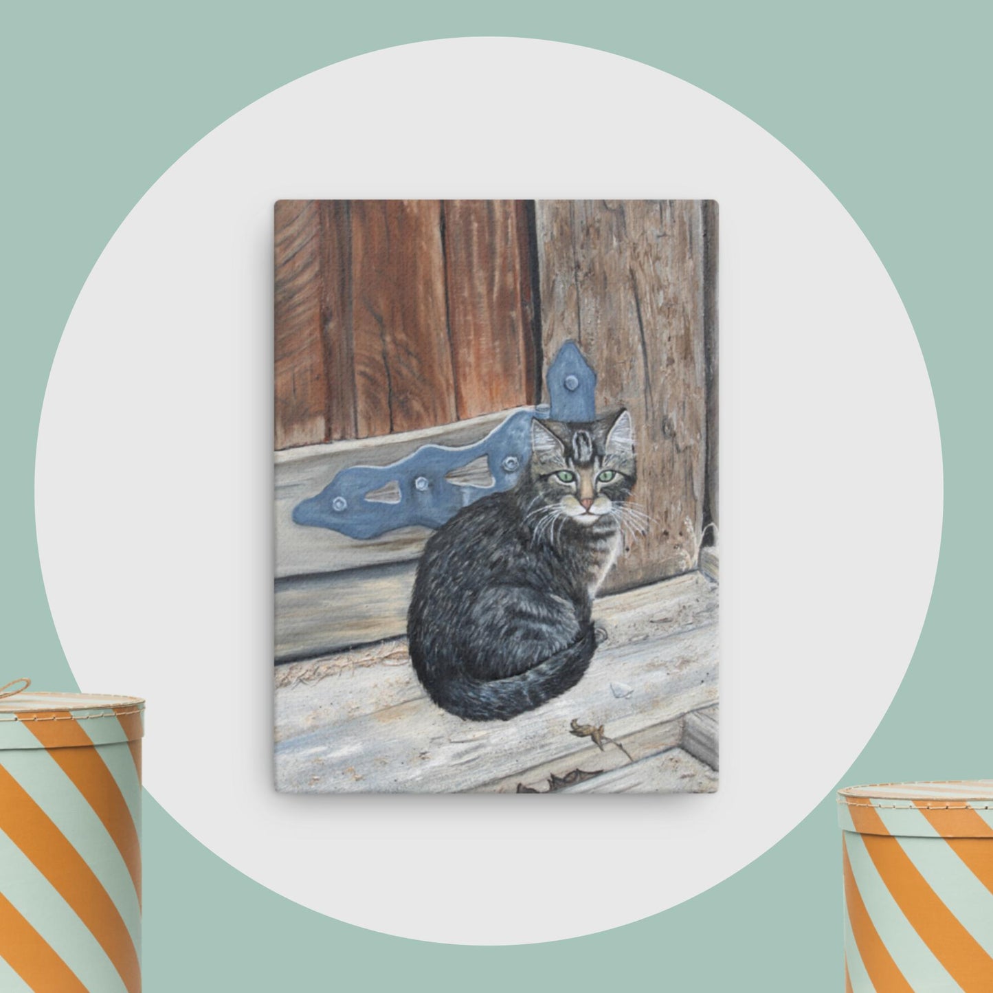 ‘Miss Bonnie Barn Cat’ Canvas Print – Charming Rustic Décor in Multiple Sizes – Perfect for Cat Lovers & Farmhouse Style