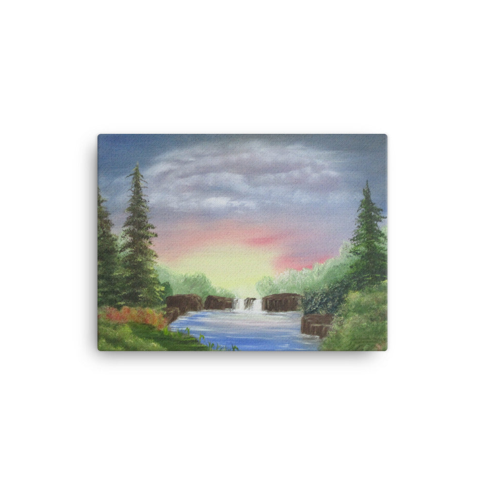 Canvas Print Sun Set Over Water Fall