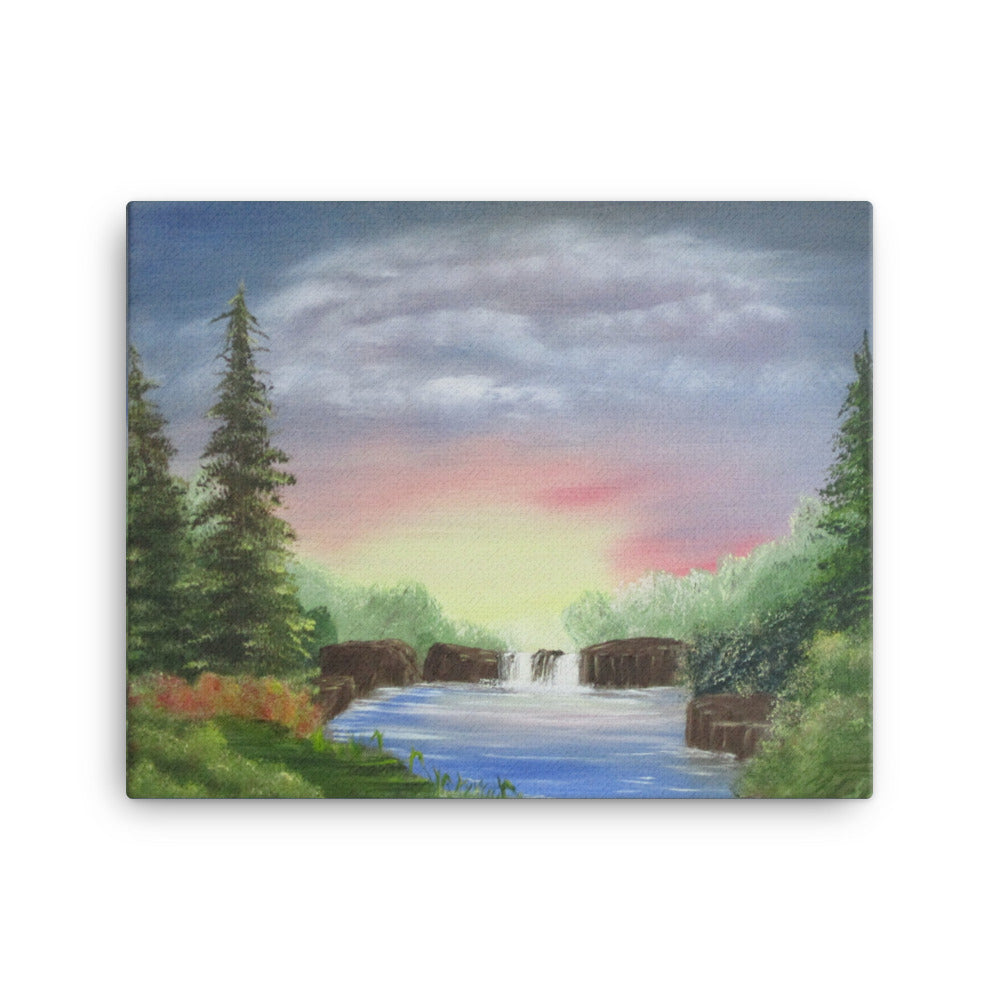 Canvas Print Sun Set Over Water Fall