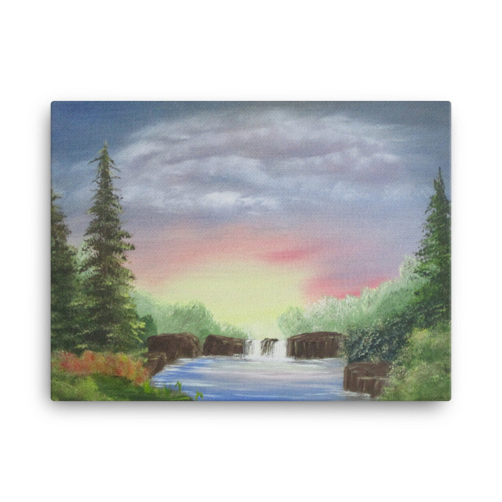 Canvas Print Sun Set Over Water Fall