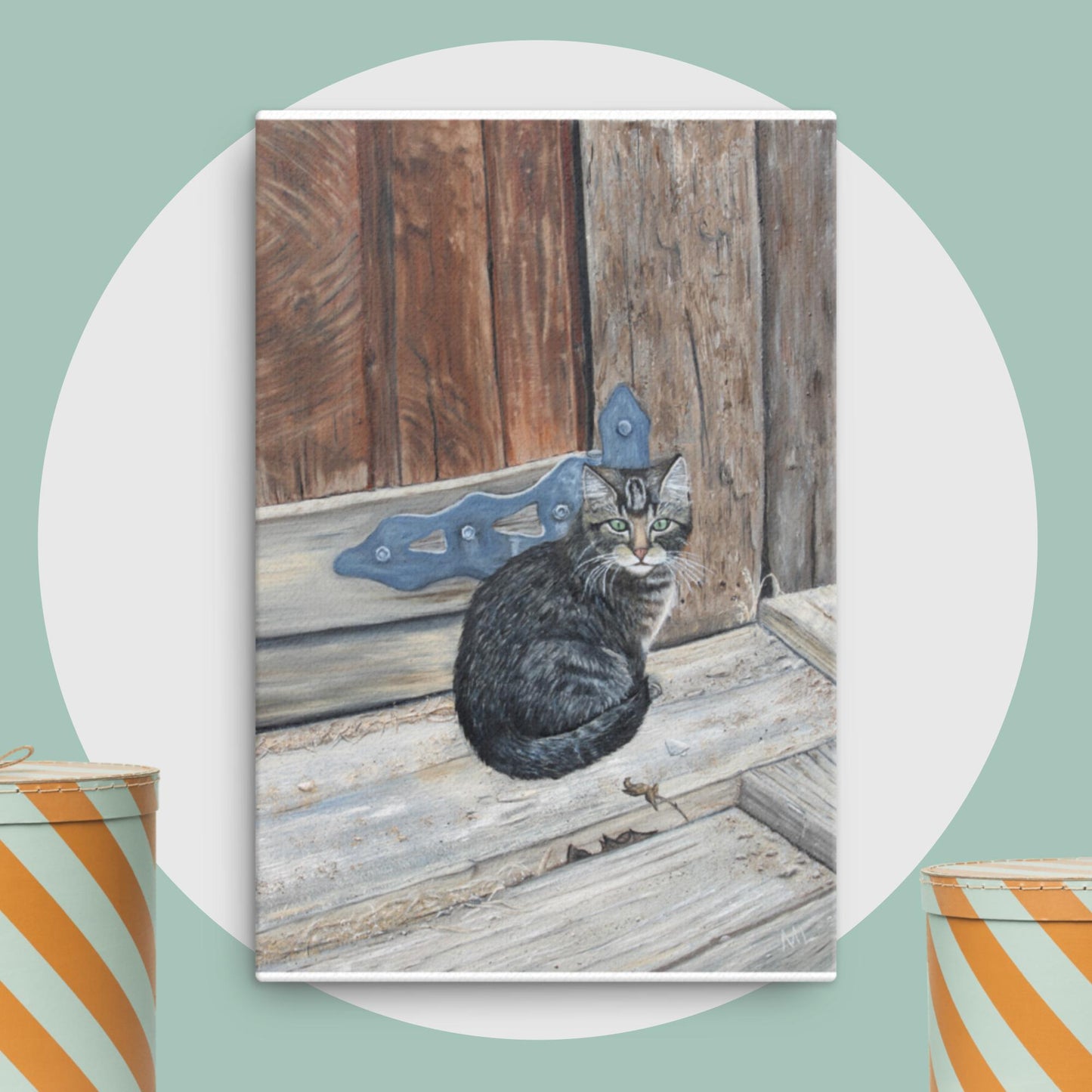 ‘Miss Bonnie Barn Cat’ Canvas Print – Charming Rustic Décor in Multiple Sizes – Perfect for Cat Lovers & Farmhouse Style