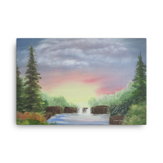 Canvas Print Sun Set Over Water Fall