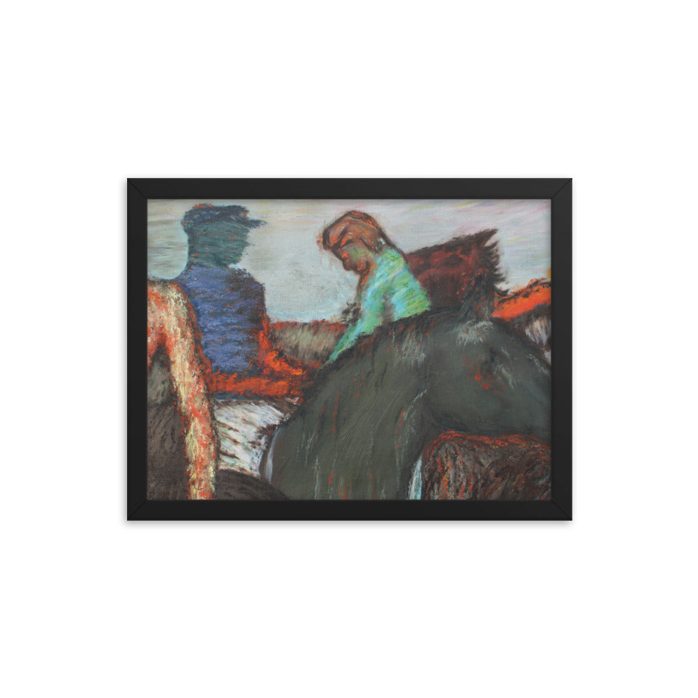 Framed poster Degas study Jockeys on race horses