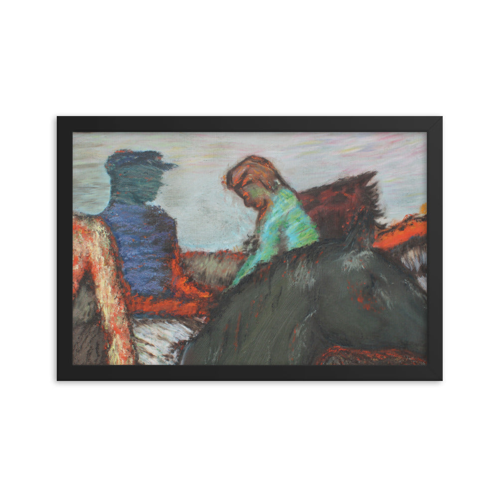 Framed poster Degas study Jockeys on race horses