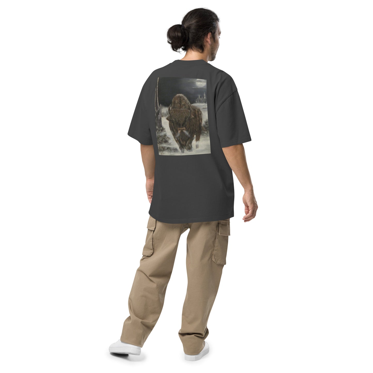 Oversized faded t-shirt Bison Cold Winter Night