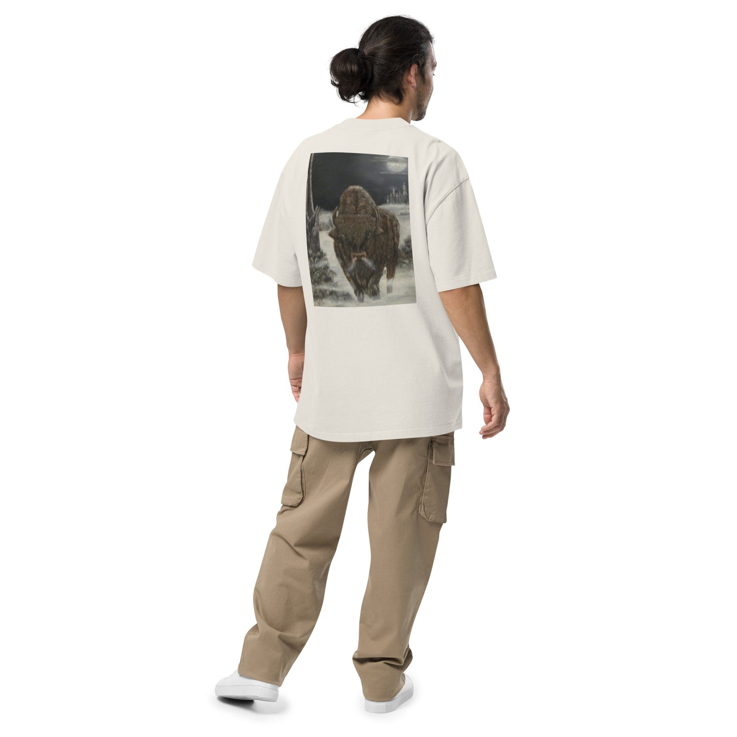 Oversized faded t-shirt Bison Cold Winter Night