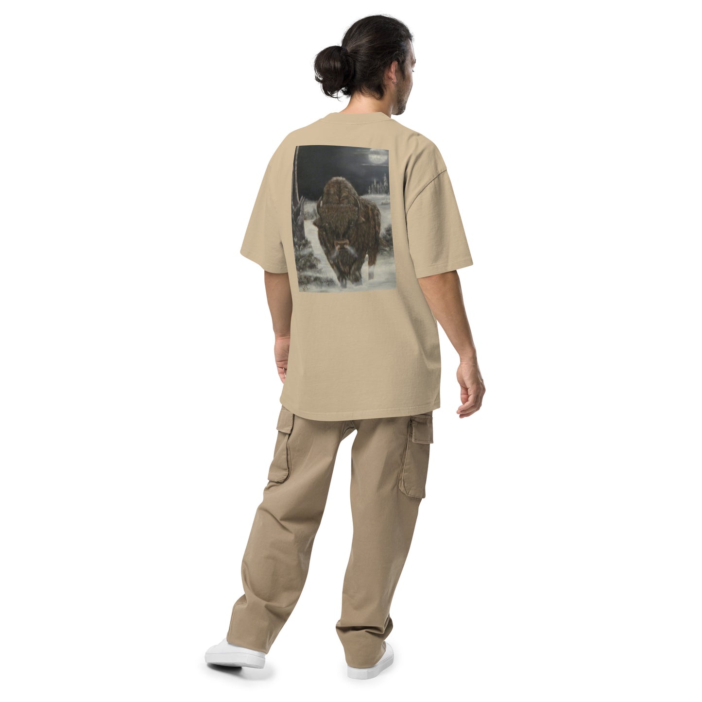 Oversized faded t-shirt Bison Cold Winter Night