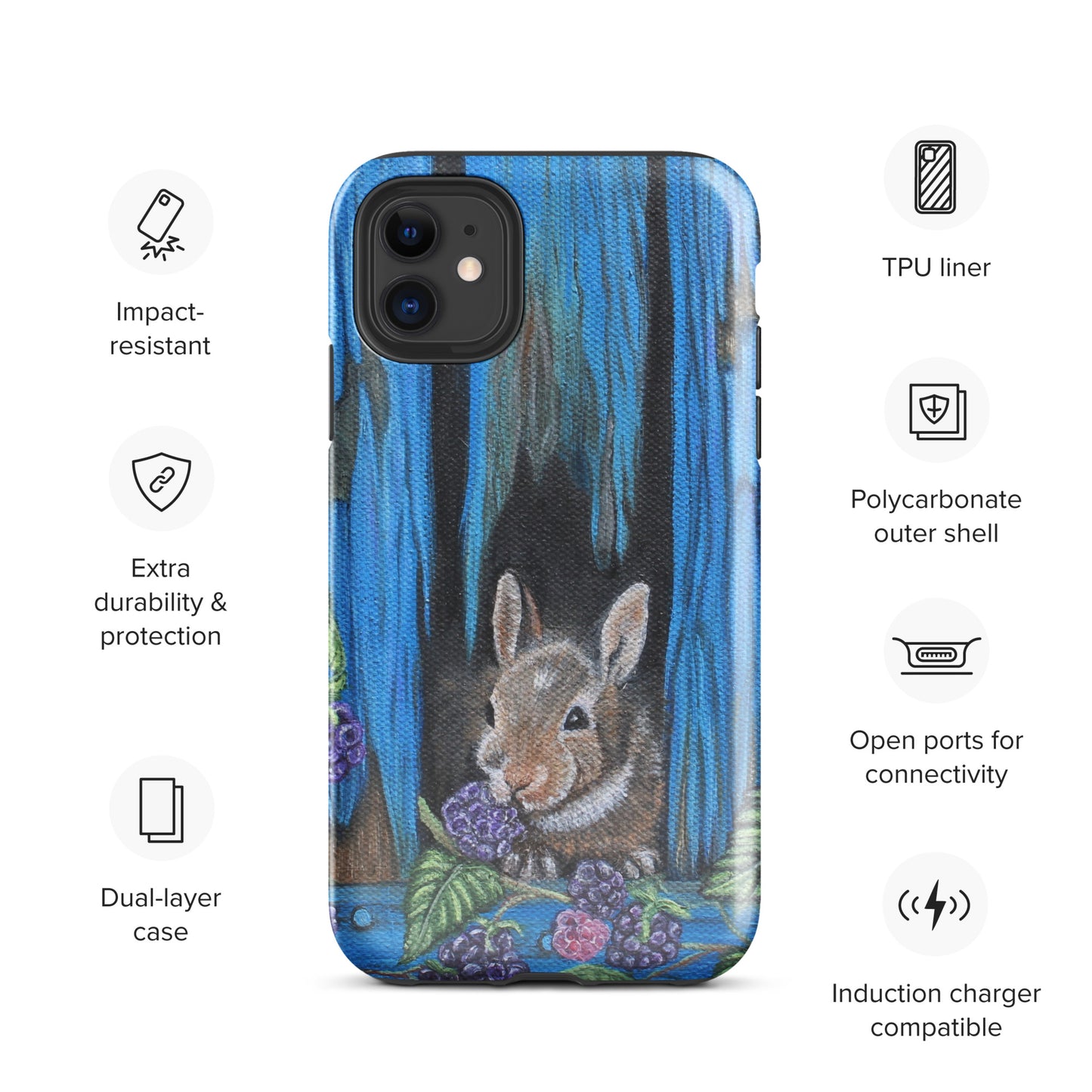 Tough Case for iPhone® Baby Bunny's Blackberry Breakfast