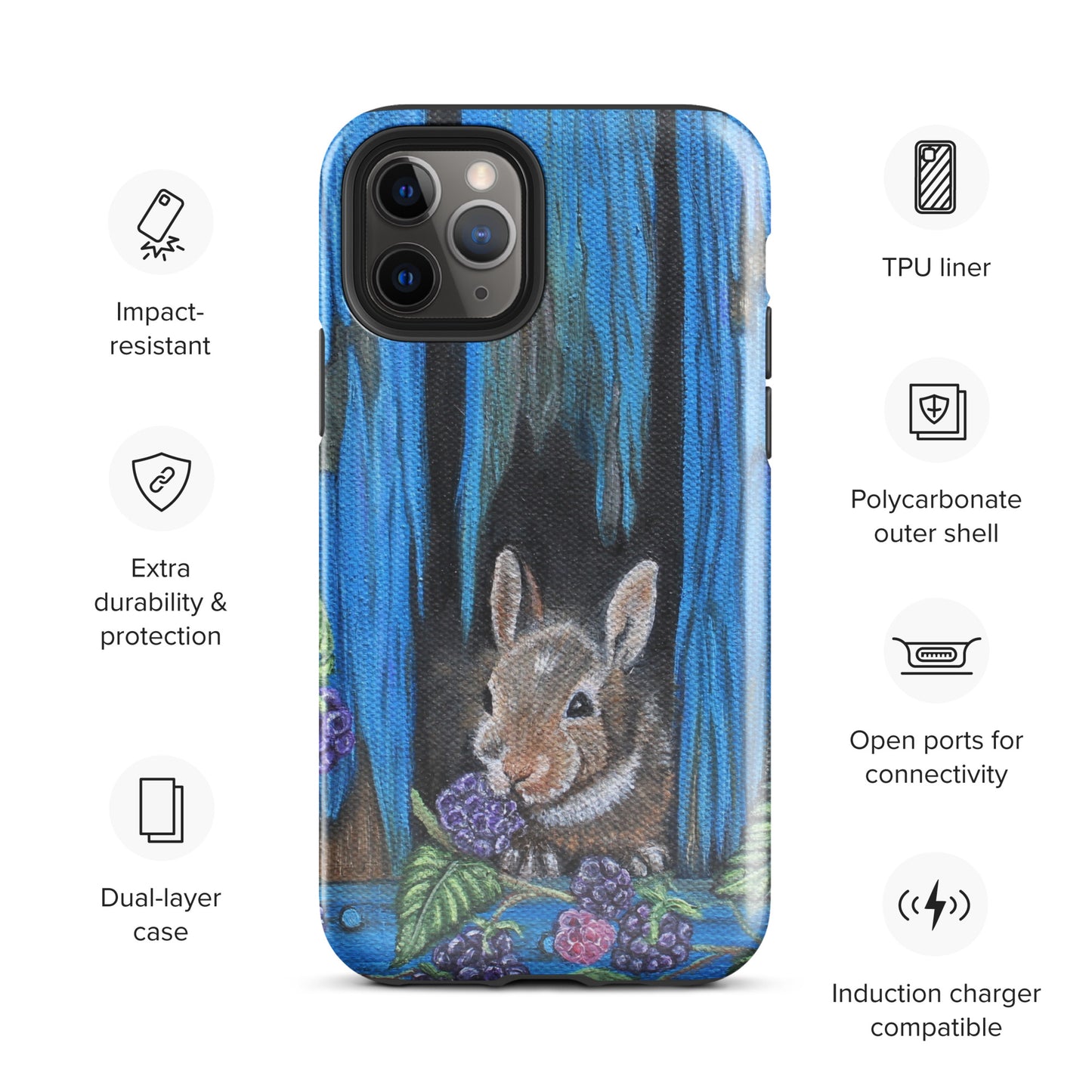 Tough Case for iPhone® Baby Bunny's Blackberry Breakfast