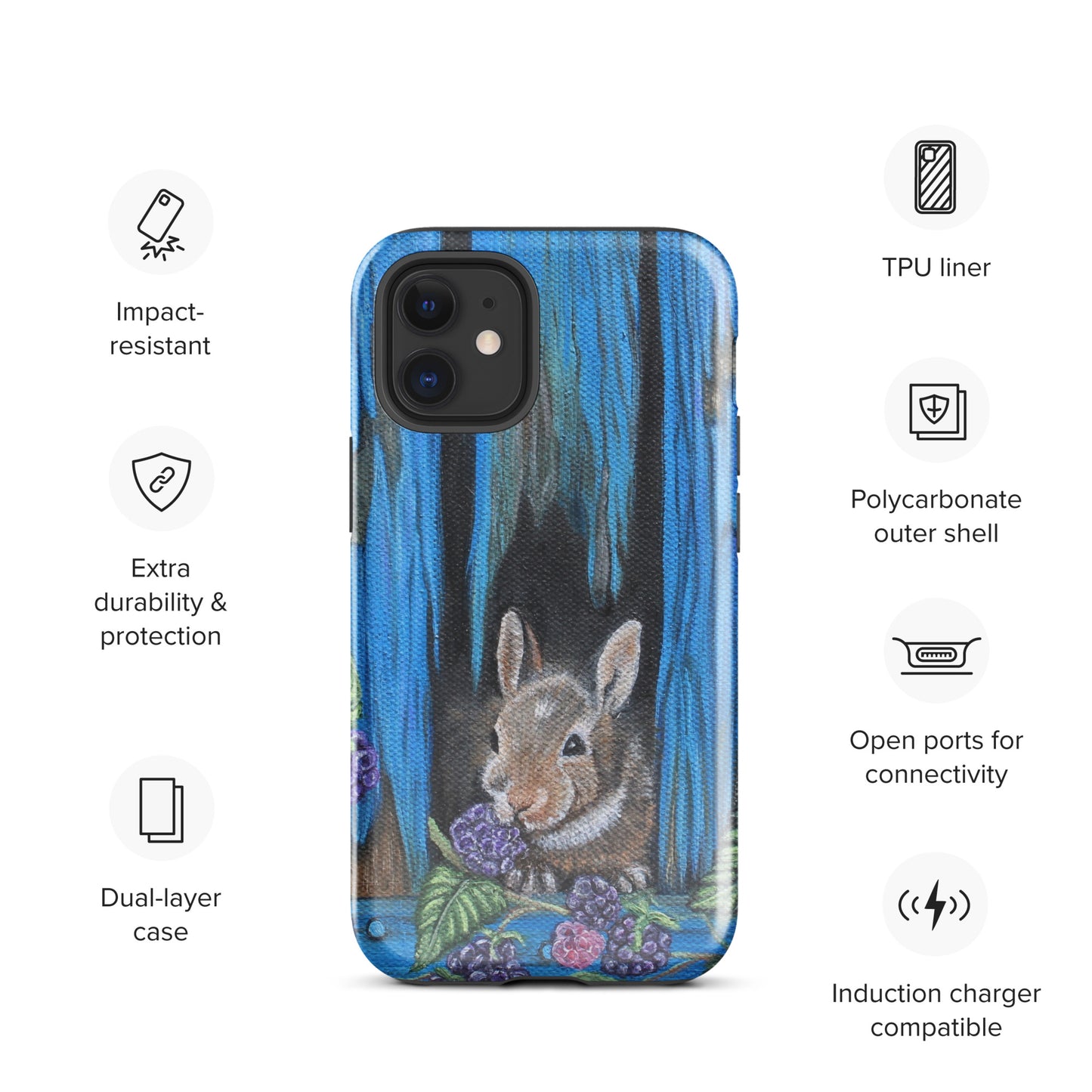 Tough Case for iPhone® Baby Bunny's Blackberry Breakfast