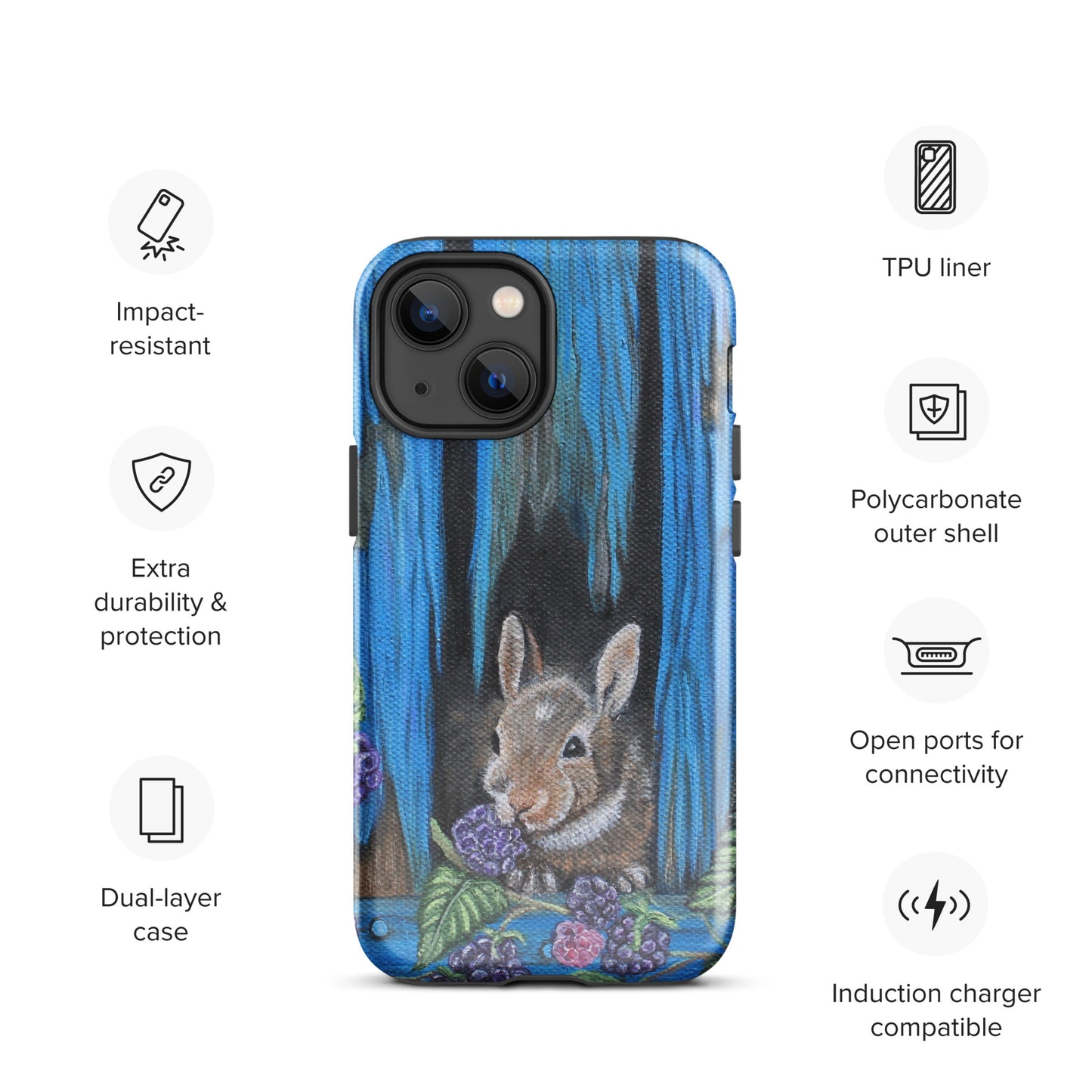 Tough Case for iPhone® Baby Bunny's Blackberry Breakfast