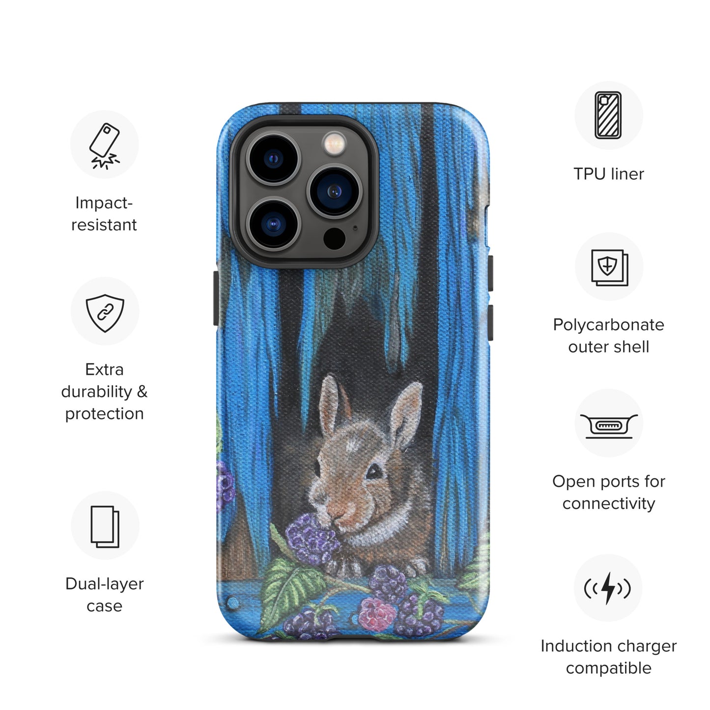 Tough Case for iPhone® Baby Bunny's Blackberry Breakfast