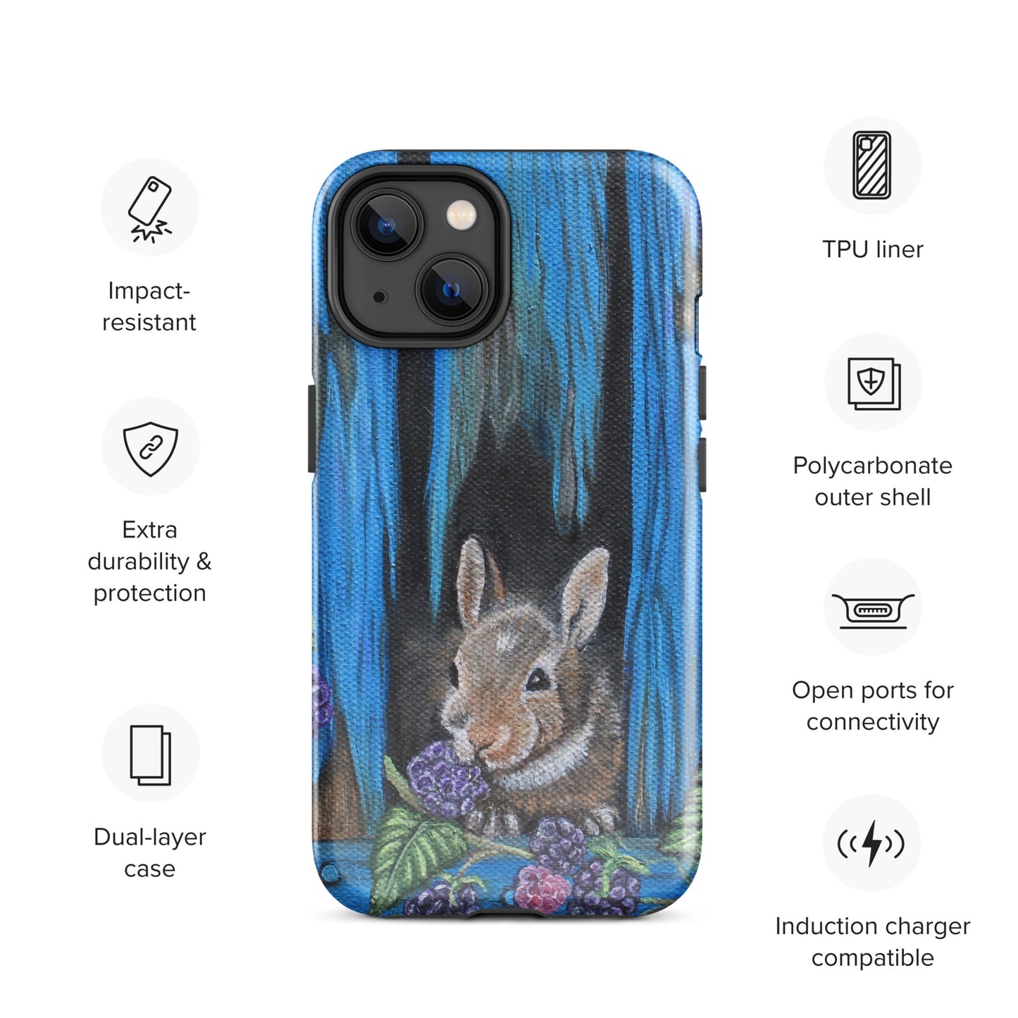 Tough Case for iPhone® Baby Bunny's Blackberry Breakfast