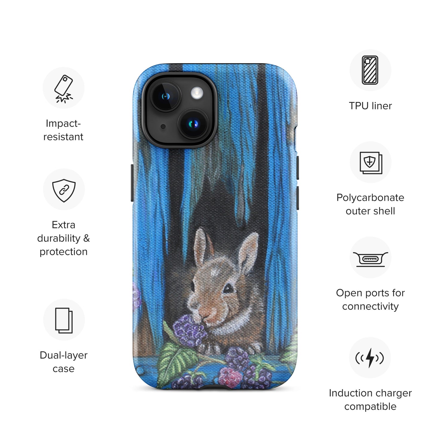 Tough Case for iPhone® Baby Bunny's Blackberry Breakfast