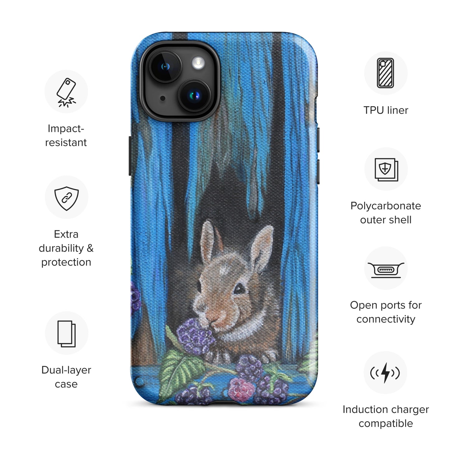 Tough Case for iPhone® Baby Bunny's Blackberry Breakfast