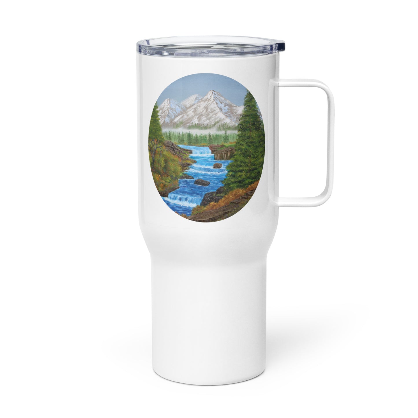 Travel mug with a handle