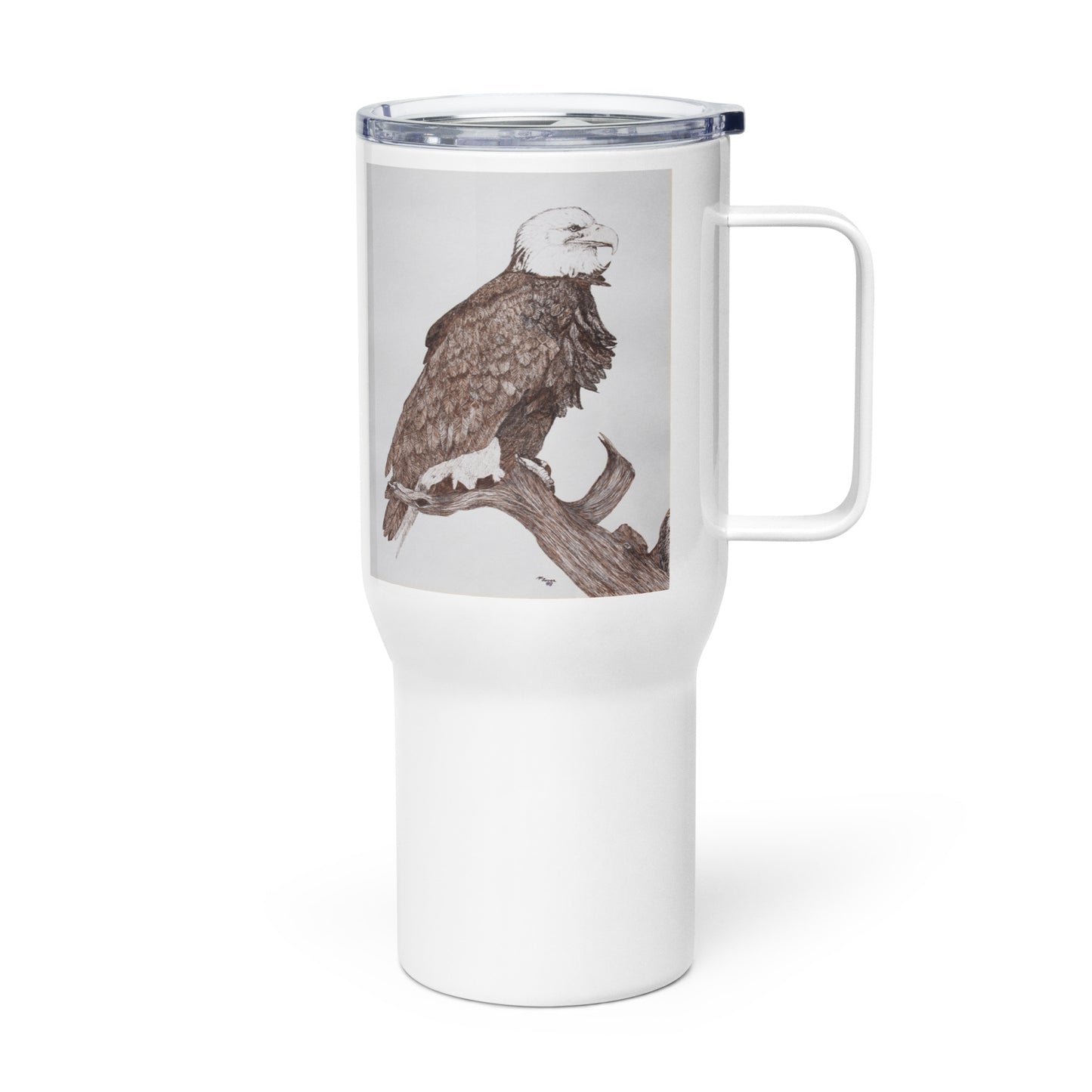 Travel mug with a handle with Eagle print