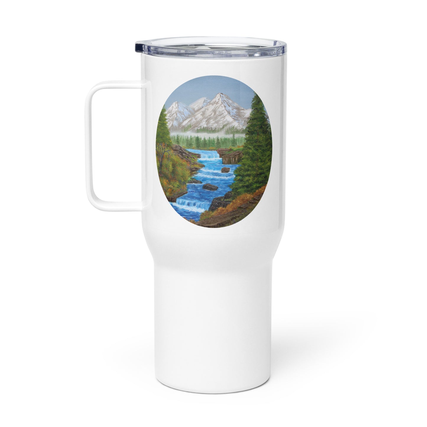 Travel mug with a handle