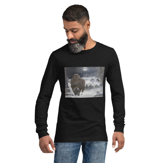 Unisex Long Sleeve Tee Bison Cold Winter Night